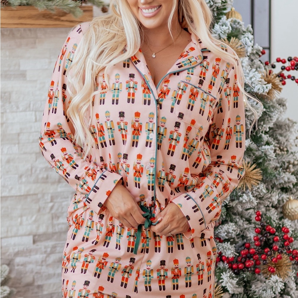 Pink Nutcracker Print Pajama Set